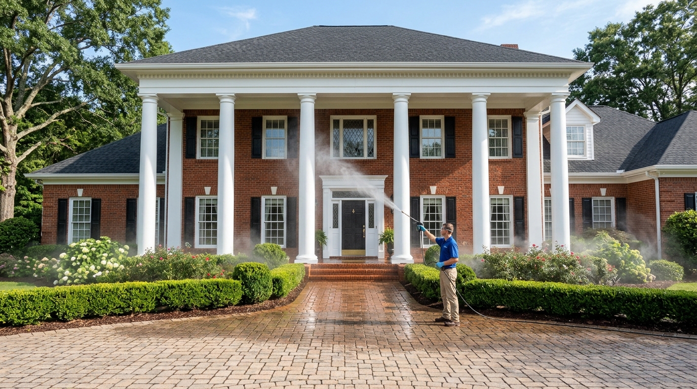 Luxury residential estate gentle soft wash in Union County NC